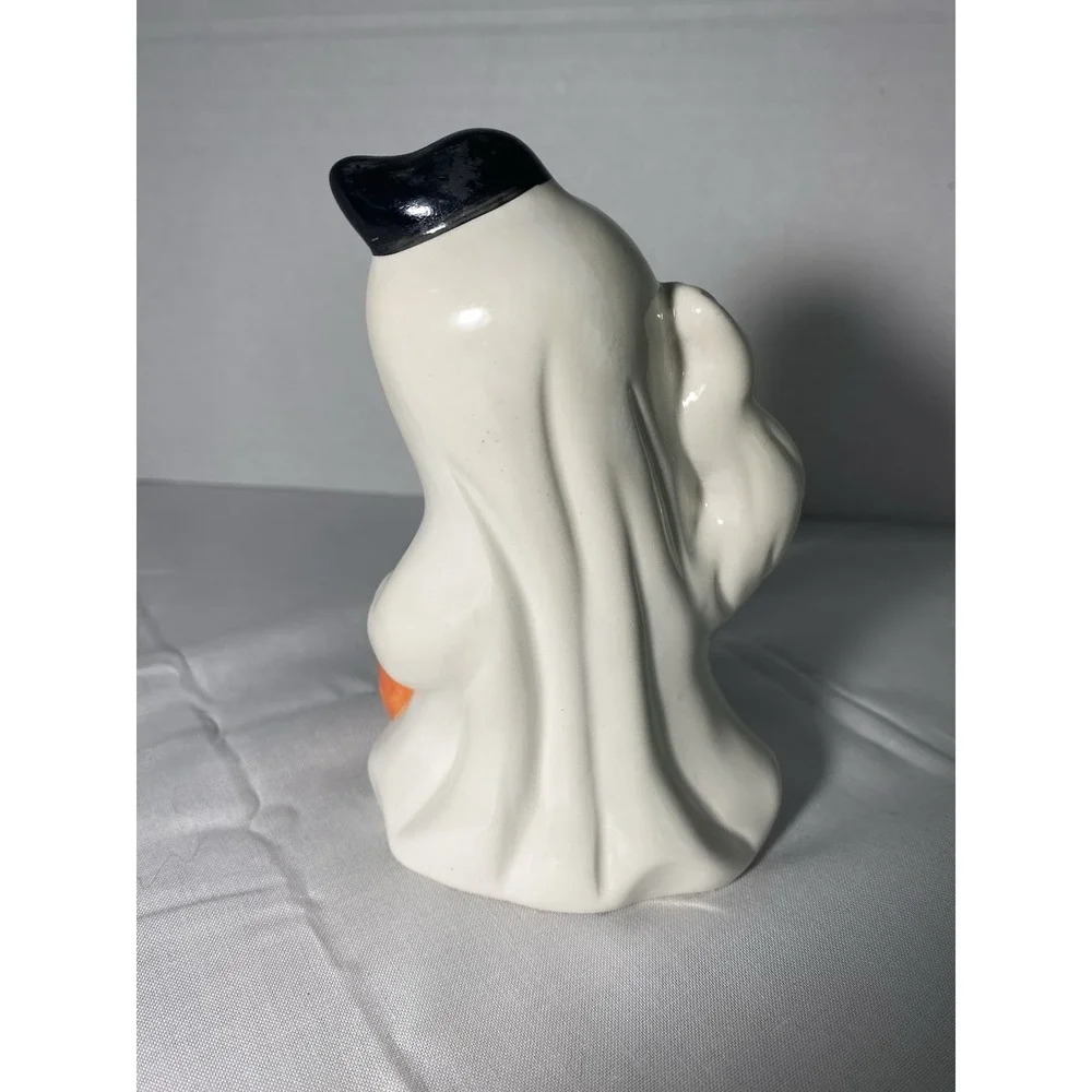 Vintage 1980s Halloween Ceramic Ghost Jack O' Lantern Figurine RARE!